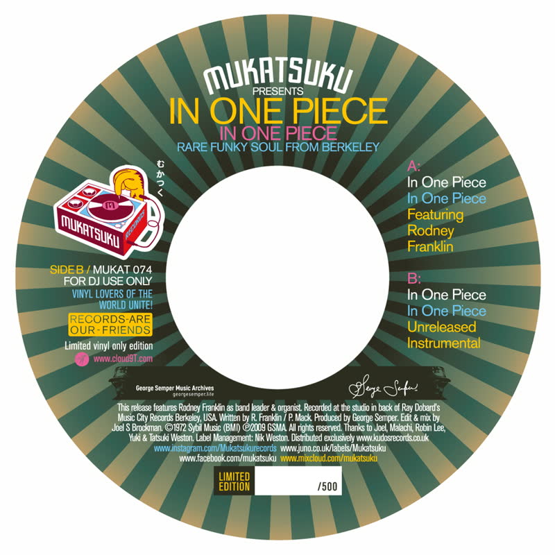 IN ONE PIECE (FEAT. RODNEY FRANKLIN) (7 inch) - ɥĤ